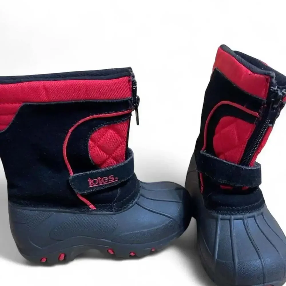Totes Tyler II Winter Snow Boots Size 9M Black Red